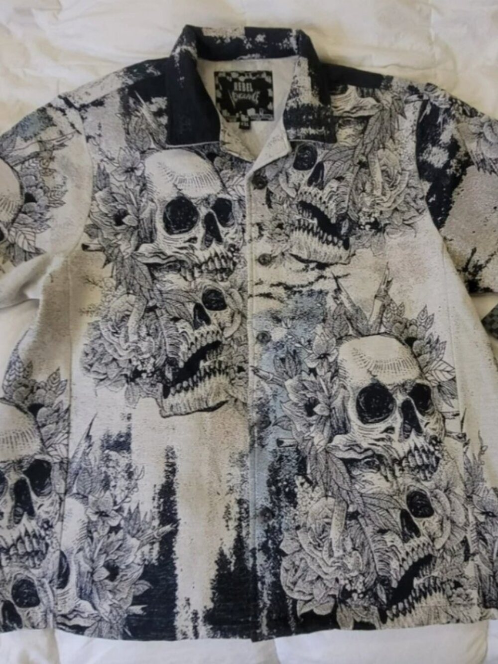 Rebel Vengeance Retro Tapestry Woven Button Up Jacket NWT XXL Floral